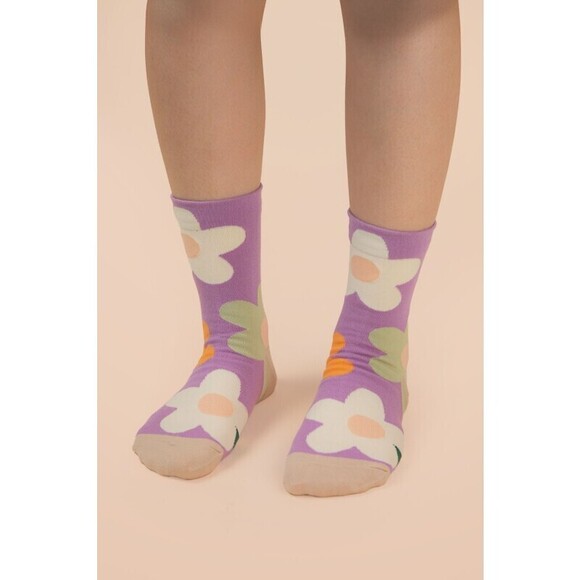 Very J Accessories - SC10007C-1 B Very M Multi Color Floral Print Socks Mauve One Size